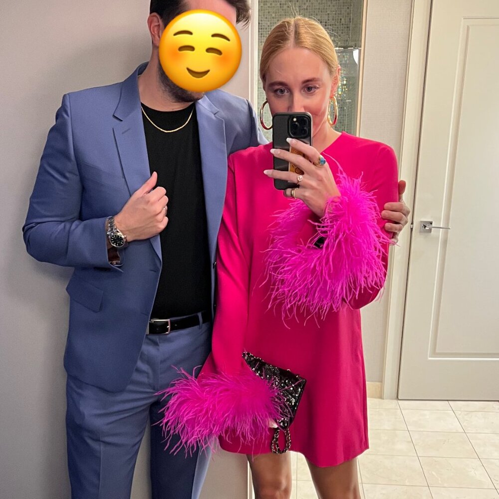 Pink Zara Mini Dress with Feather Cuffs